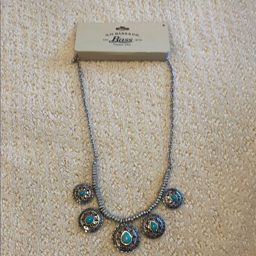G.H. Bass & Co. Silver Necklace with Turquoise Accents